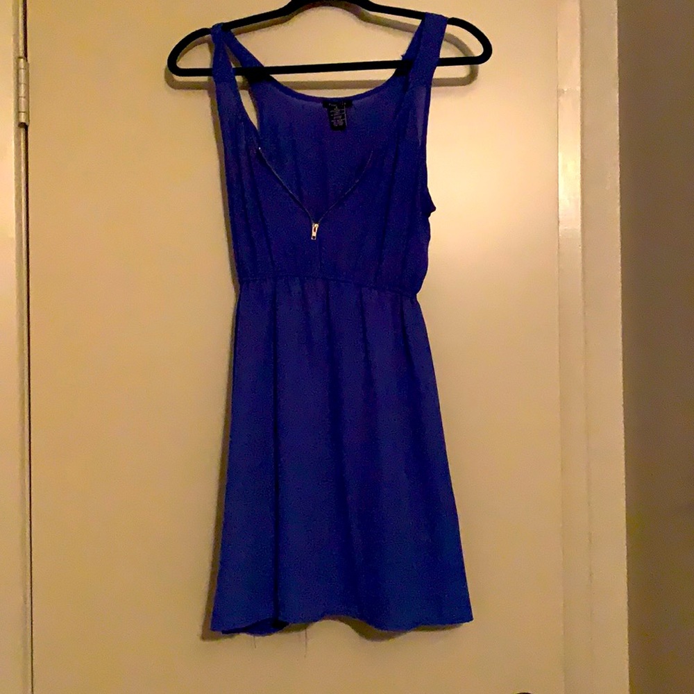 Royal blue dress with a zip up